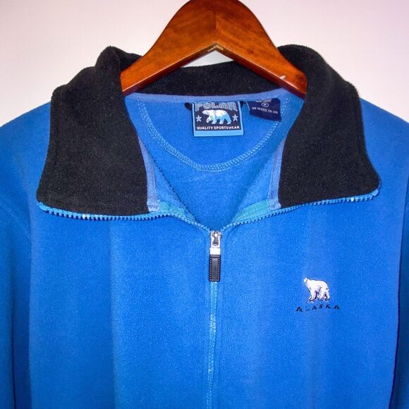 Polar Quality Sportswear Fleece Jacket Medium Blue Alaska Embroidery Retro Cozy - Picture 8 of 10